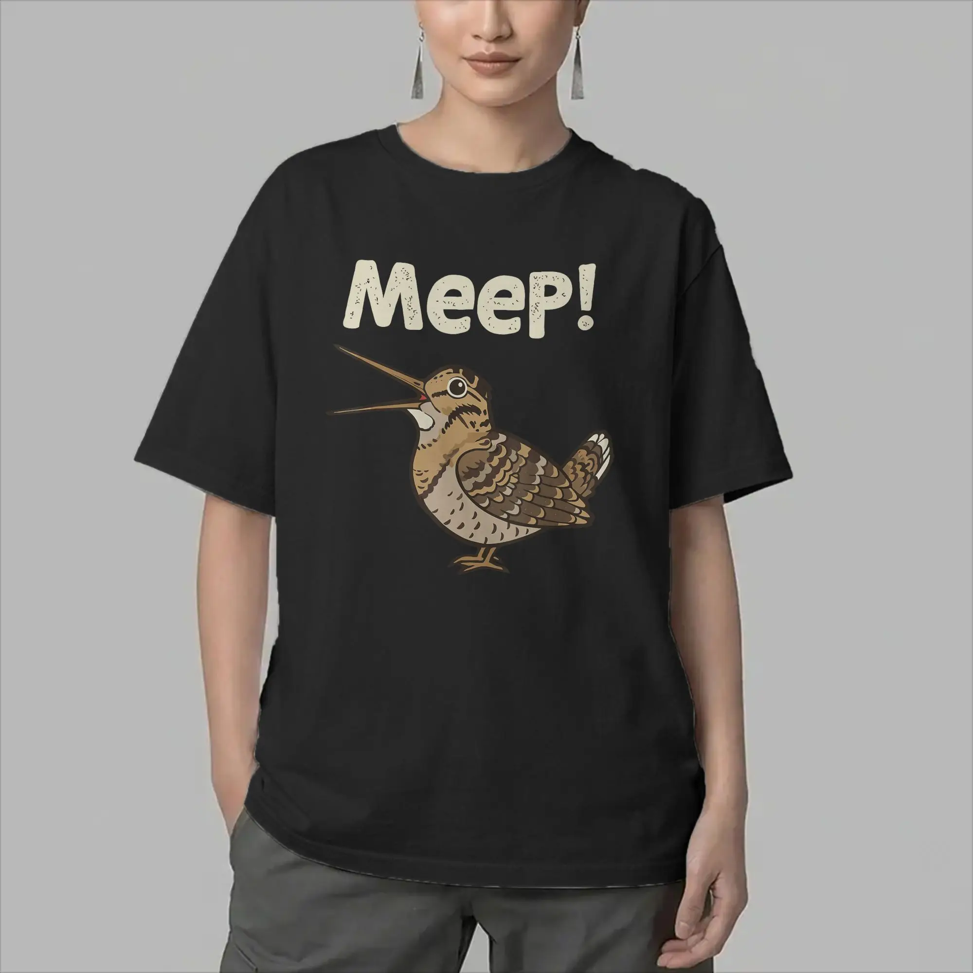 Meep Bird Meme Saying Meep Birds American Woodcocks Bird T Shirts Men 100% Cotton T-Shirts Round Collar Tee Shirt Short Sleeve