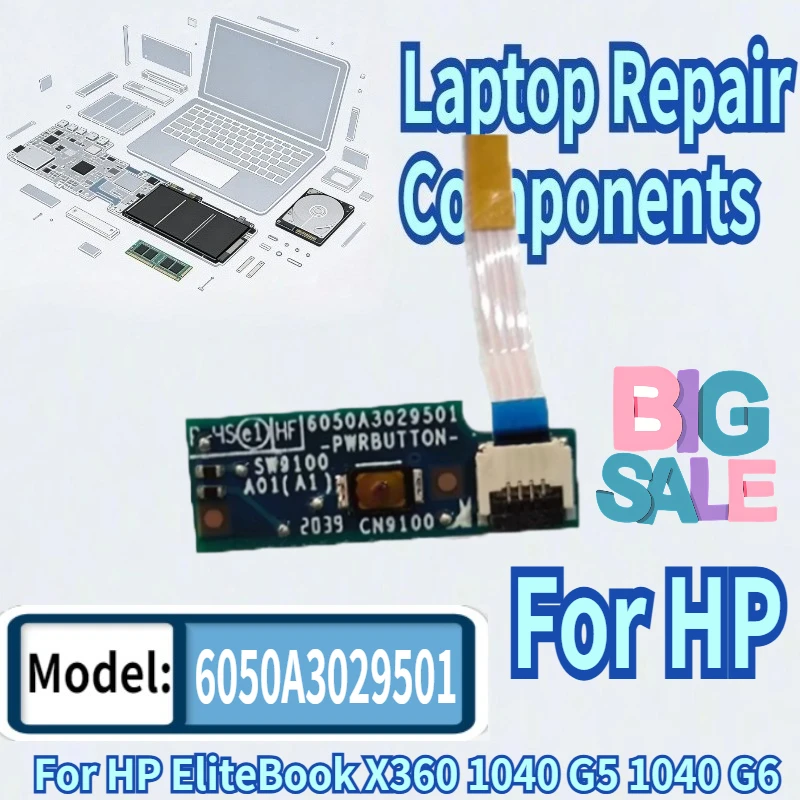 

For HP EliteBook X360 1040 G5 1040 G6 Laptop Switch Power Button Board with Cable Repairing Accessories 6050A3037401