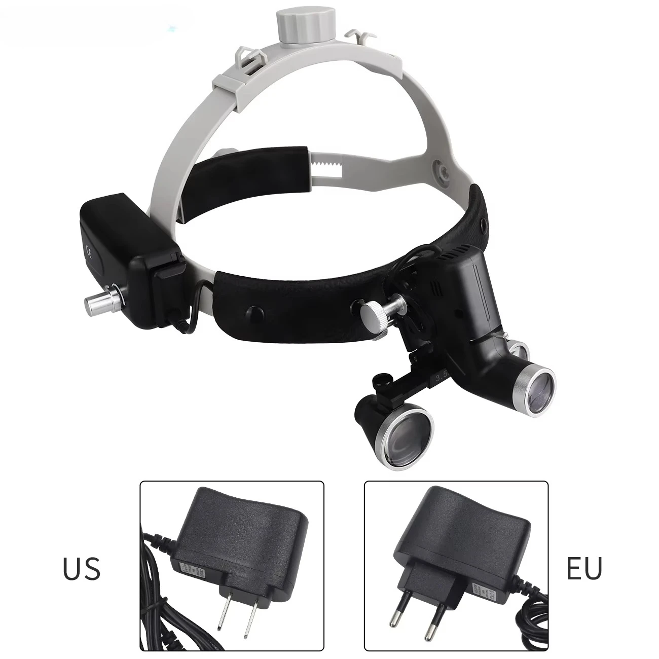 Adjustable Brightness Light Emitting Diode Headlight Dental Binocular magnifying glass Headband Surgical Headlight Power Supply