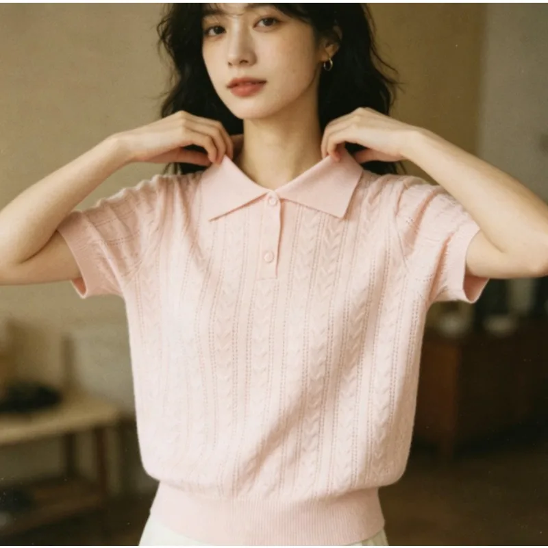 Women‘s Ice Silk Crew Neck Tee  Stretchy Thin Short Sleeve Knit Top  Quick Dry & Non See Through  Ideal for Office