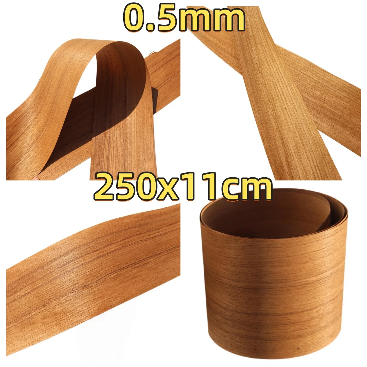 Teak Yellow Board Straight Grain Veneer, 0.5mm, 250x11cm, For Watch Box Veneering & Art Installation.