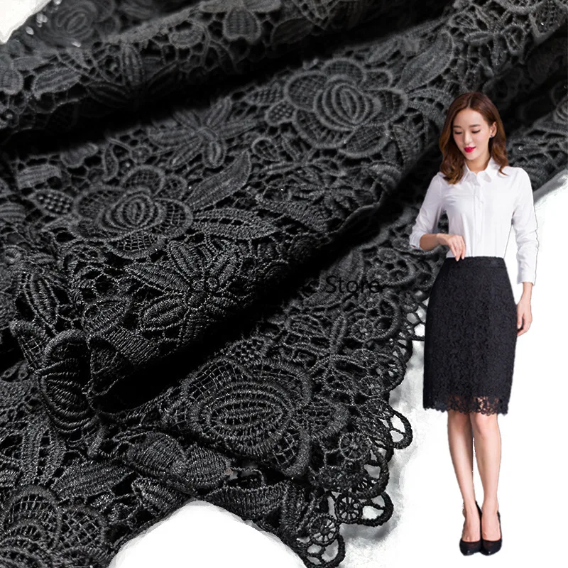 

Milk Silk Water-Soluble Embroidered Lace Fabric For Women's Clothing Skirt Designer Fabric By the yard