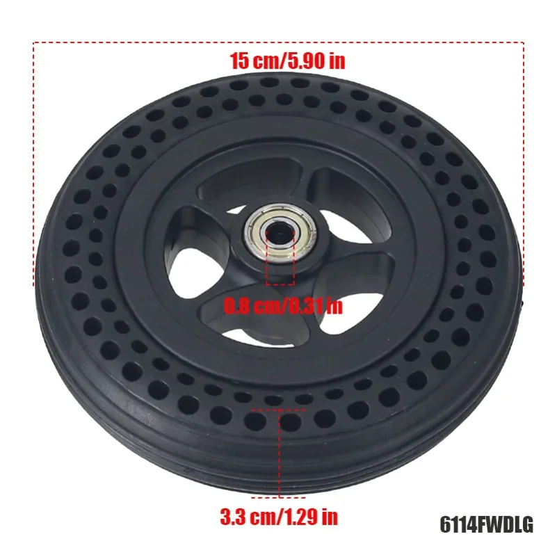 Long Lasting Electric Scooter Tire, 6 Inch Solid Tire with Wheel Hub Explosion Proof Design, Suitable for Private Land Use