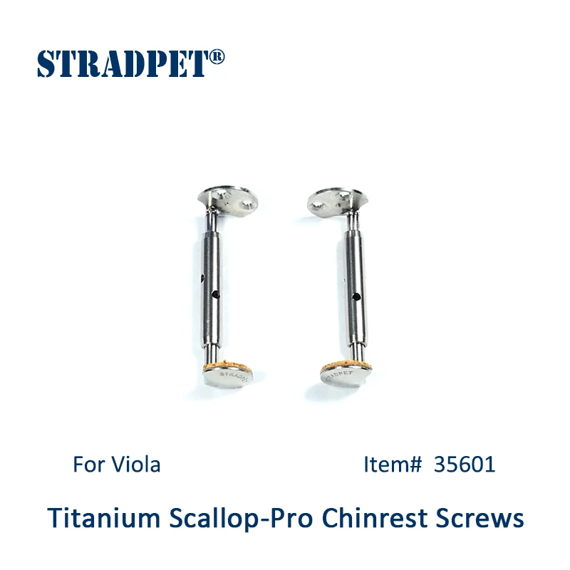 STRADPET Titanium SCALLOP/SCALLOP-Pro Chinrest Screws for Violin or Viola in Titanium Bright, Chinrest Clamps, Chinrest Brackets