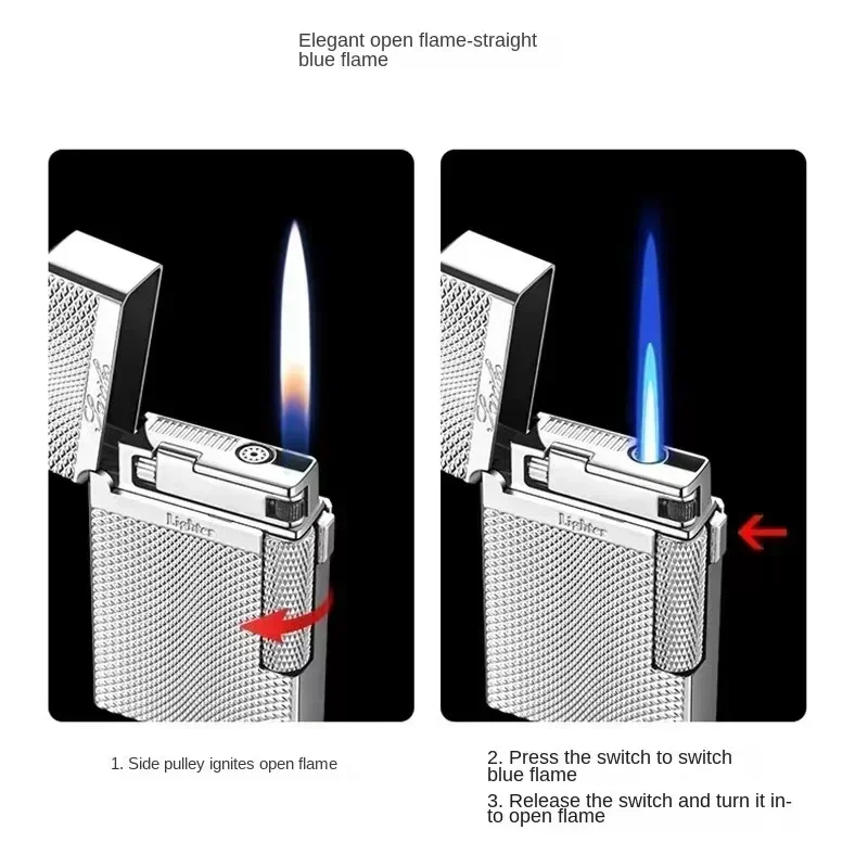 Metalen Winddichte Torch Gasaansteker Dubbele Vlam Butaan Aansteker Roken Accessoire Gadgets voor Mannen Gift Sigarettenaansteker