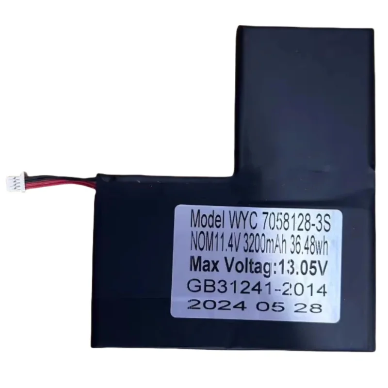 WYC 7058128-3S 11.4V 3200mAh 36.48Wh Cpu N100 Netbook Battery 4-pin 4-wire For 8inch Crelander P8 Pocket 8 Mini Laptop