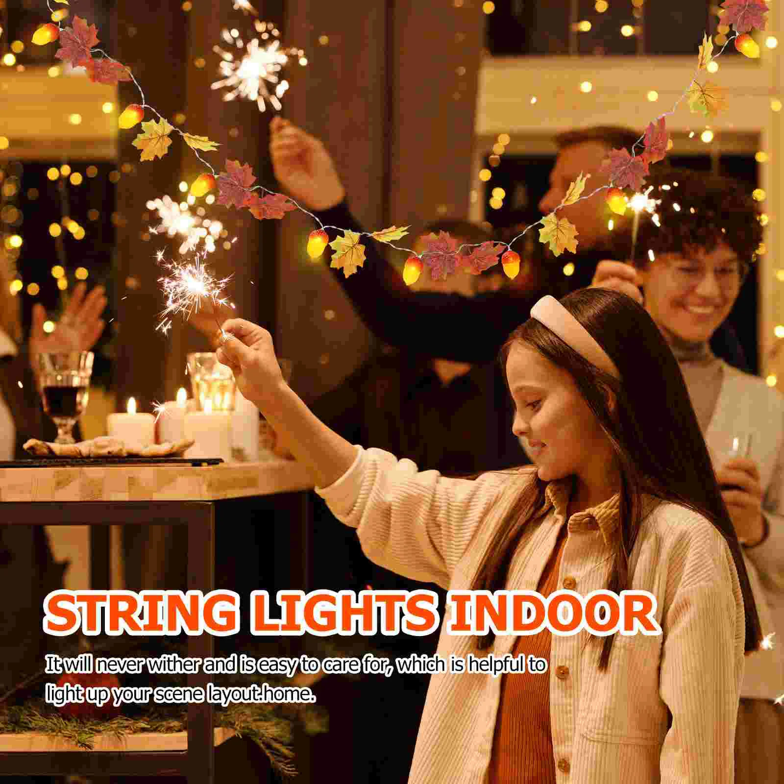 LED String Lights Fall Decor Indoor Stair Banister Decorations Powered Leaf Plastic Theme Mantel