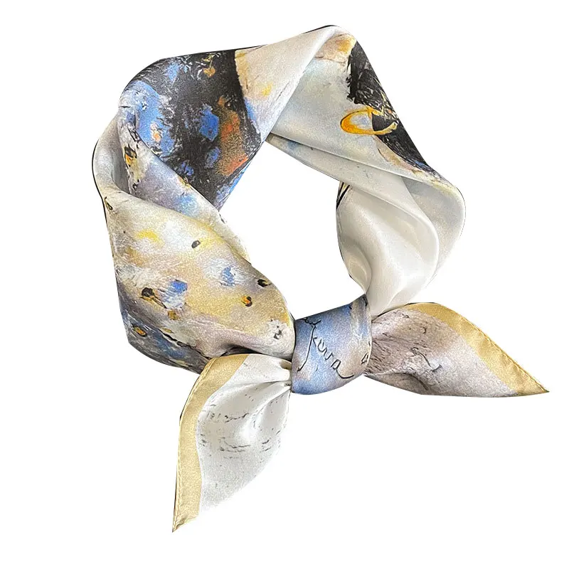 100% Silk Scarf Women Hair Square Floral Neck Shawl Wraps for Ladies Neckerchief Foulard Scarves Pashmina Female Hijab Bandana