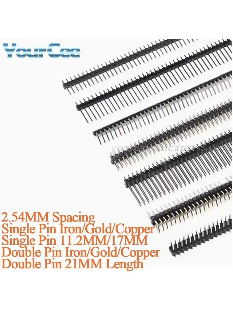 5 sztuk/1 szt. Pojedynczy dwurzędowy pin 2,54 MM odstęp 1X40P 2X40P proste wygięte złącze igłowe zakrzywiona igła specjalna 17 MM 21 MM długość — zdjęcie 2