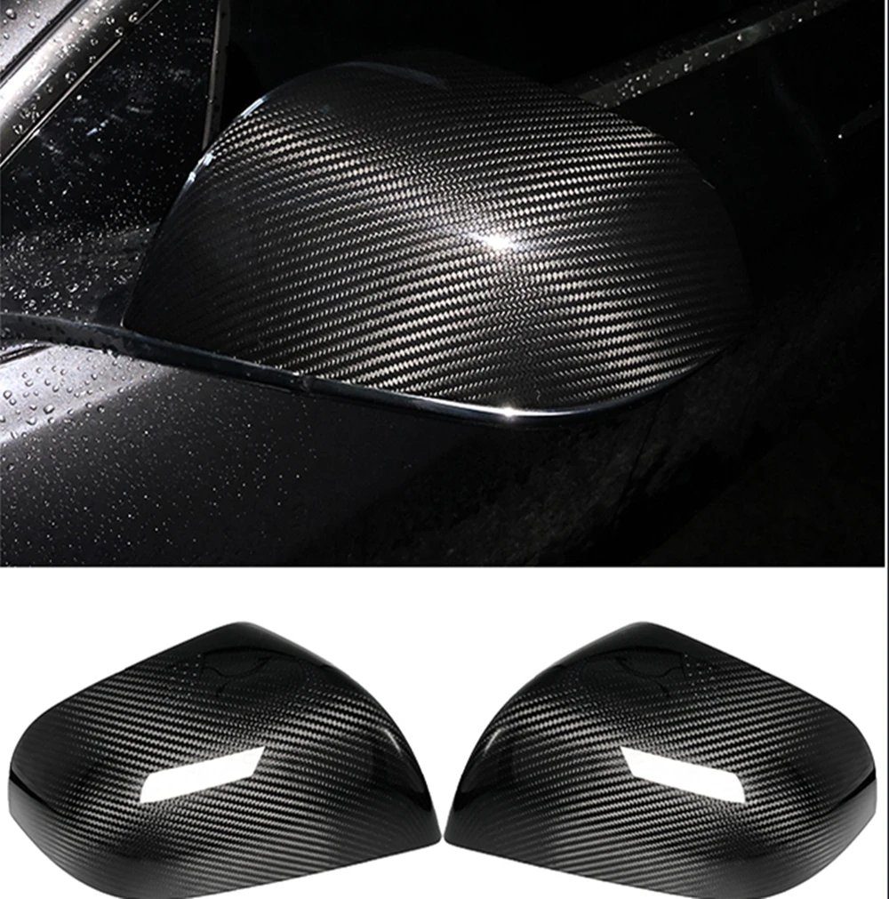 Carbon Fiber Mirror Cover Exterior Side Rear View Caps Rearview Reverse Case Shell Add On For Tesla Model 3 2017-2023