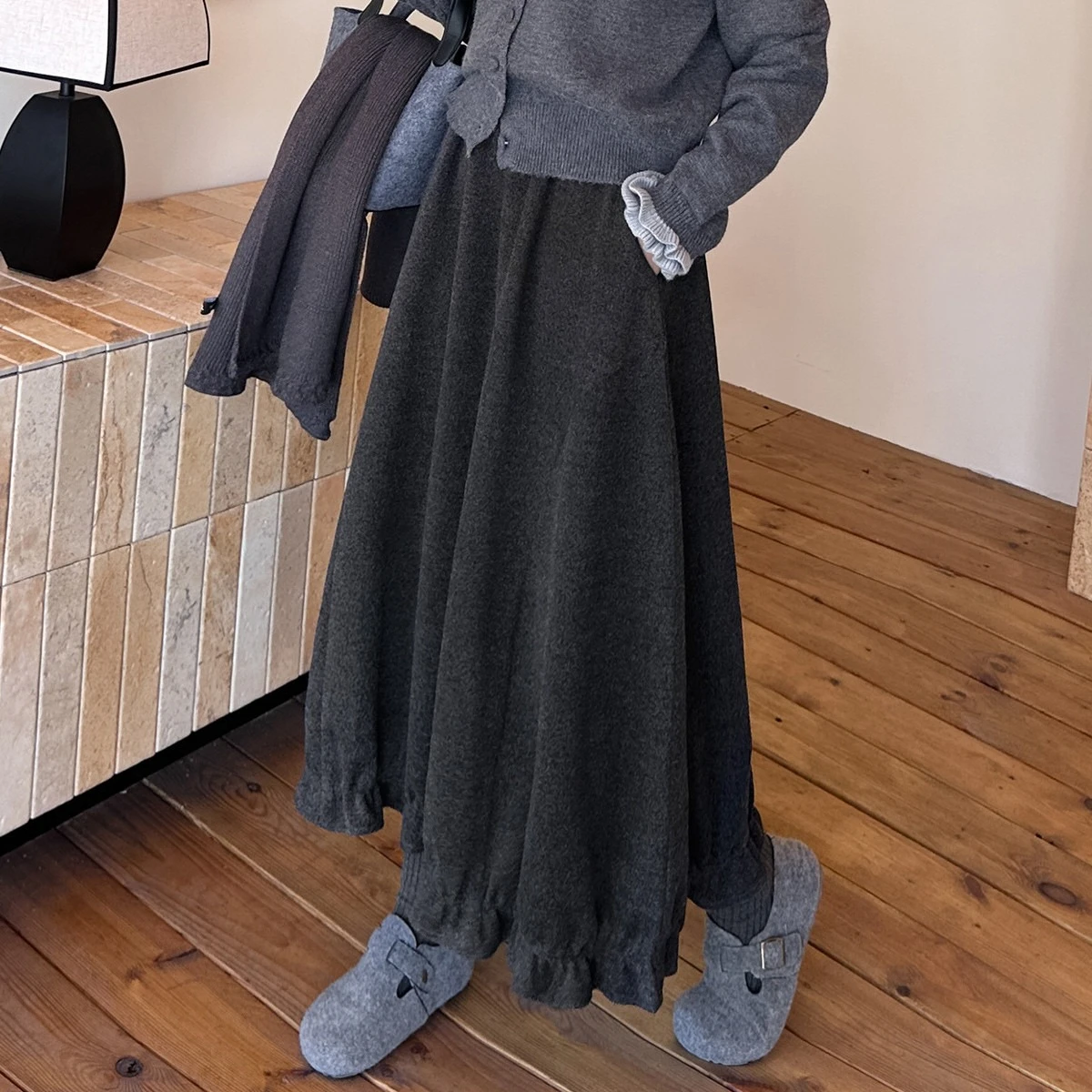 LOUISYAO dulce falda de ramo Vintage 2025 faldas de invierno Ofice Lady moda Premium Senior exquisita falda larga acampanada para mujer