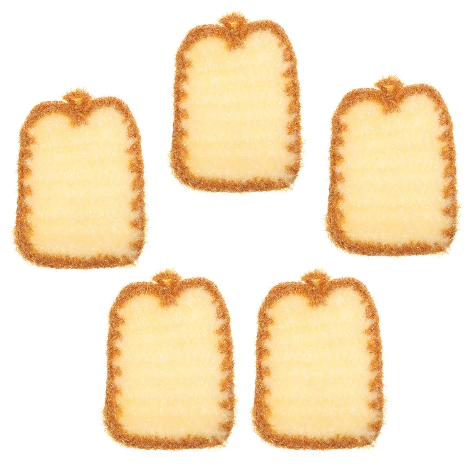 

5Pcs Nonstick Kitchen Dish Towels Adorable Bread Shape Polyester Dishcloths Quick Drying Versatile Cleaning Wiping Towels