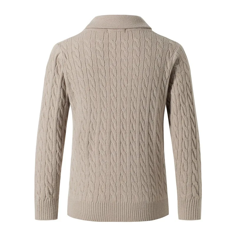 Autunno Inverno Nuovo maglione da uomo Cardigan ispessito a maniche lunghe con risvolto monopetto lavorato a trecce stile US EU