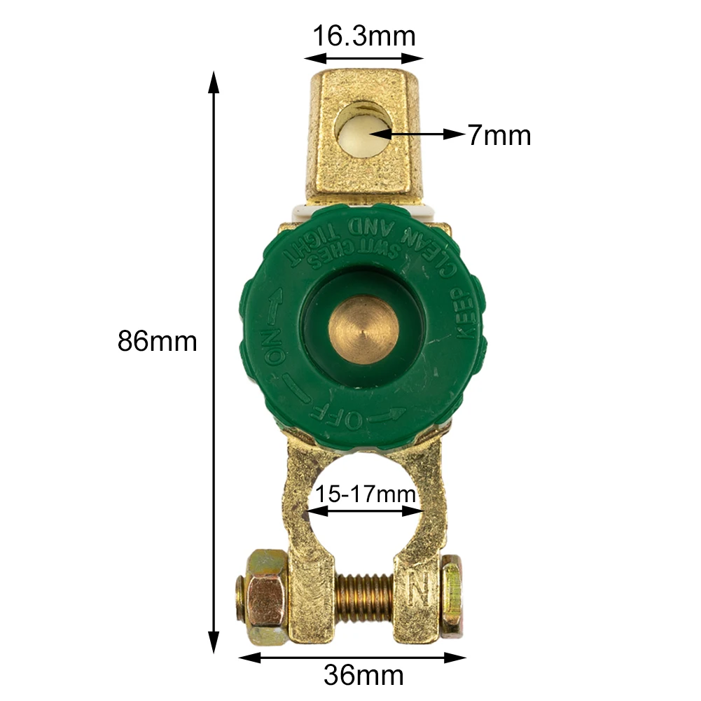 Car Anti-leakage Terminal Battery Power-off Switch Quick Cut-off Switch Rotary Disconnect Isolator 12V 24V Green 17MM