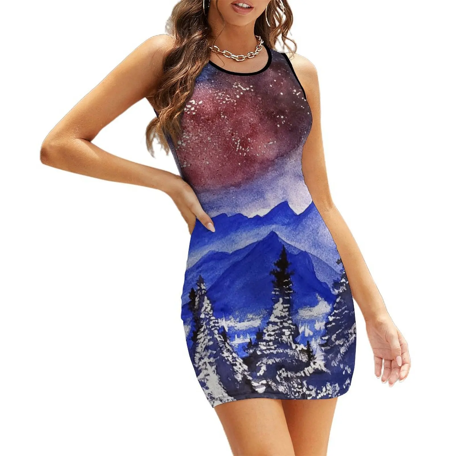 

Snowy Mountain Sleeveless Sundress ladies dresses for women 2025 elegant dresses for women dresses with long sleeves woman dress