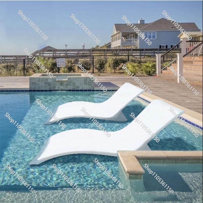 Custom Outdoor Waterproof Fiberglass Frp Swimming Pool Ledge Chaise Lounge Chair in Pool Water Beach Sun Lounger for Pool Side