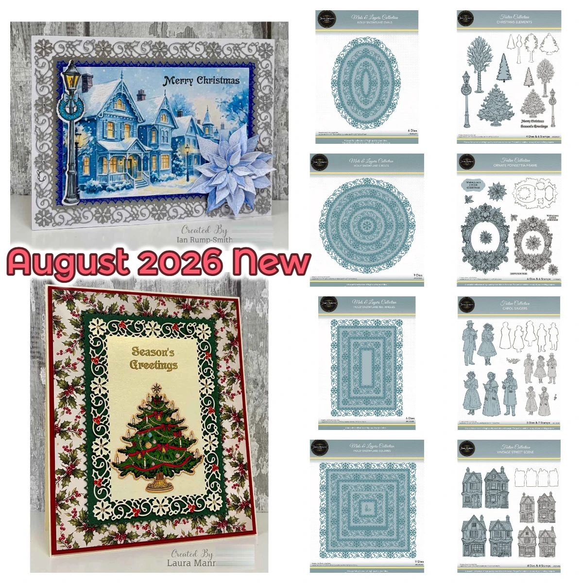 Holly Snowflake Squares Die-Set-August 2026 New Metal Cutting Dies Stamp for DIY Greet Card Handmade Scrapbook Emboss Decoration
