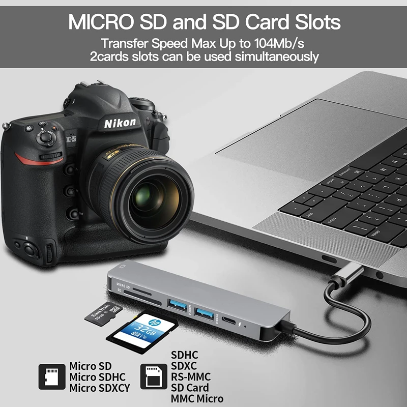 USB C HUB 4K 30 هرتز نوع C إلى HDMI متوافق USB 3.0 محول 7 في 1 نوع C HUB Dock PD 87 واط USB C الفاصل لماك بوك برو اير #3