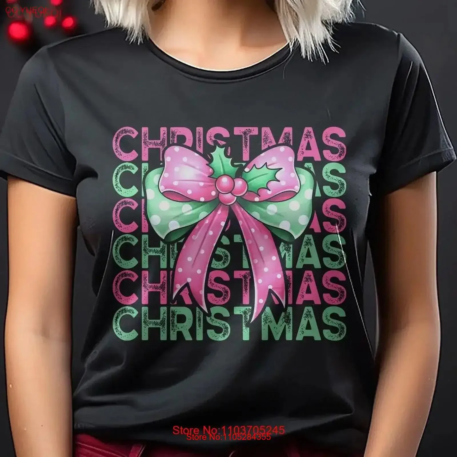 Merry Christmas Holly Coquette Bella Canvas Crew Neck T Shirt DTF 50003 vintage Washed graphic Casual fashion designer clothes