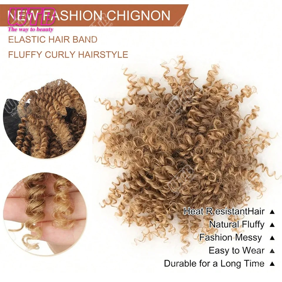 4Inch Synthetic Afro Kinky Curly Chignon Hair Extension Hair Pieces Updo Cover Hairpiece Extension Hair Bun for Women