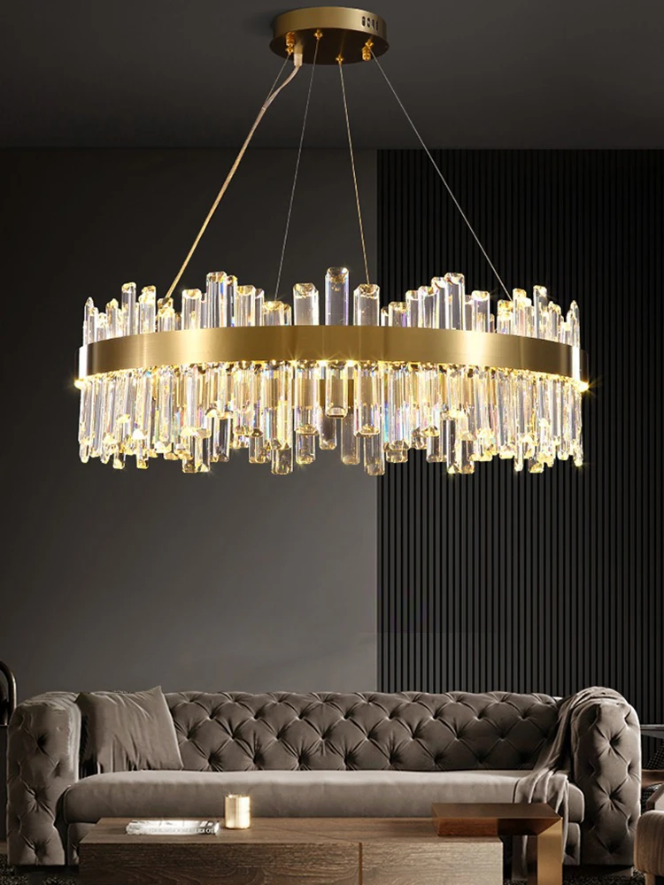 Nordic minimalist dining room chandelier Light luxury living room Crystal chandelier modern simple household bedroom lamps