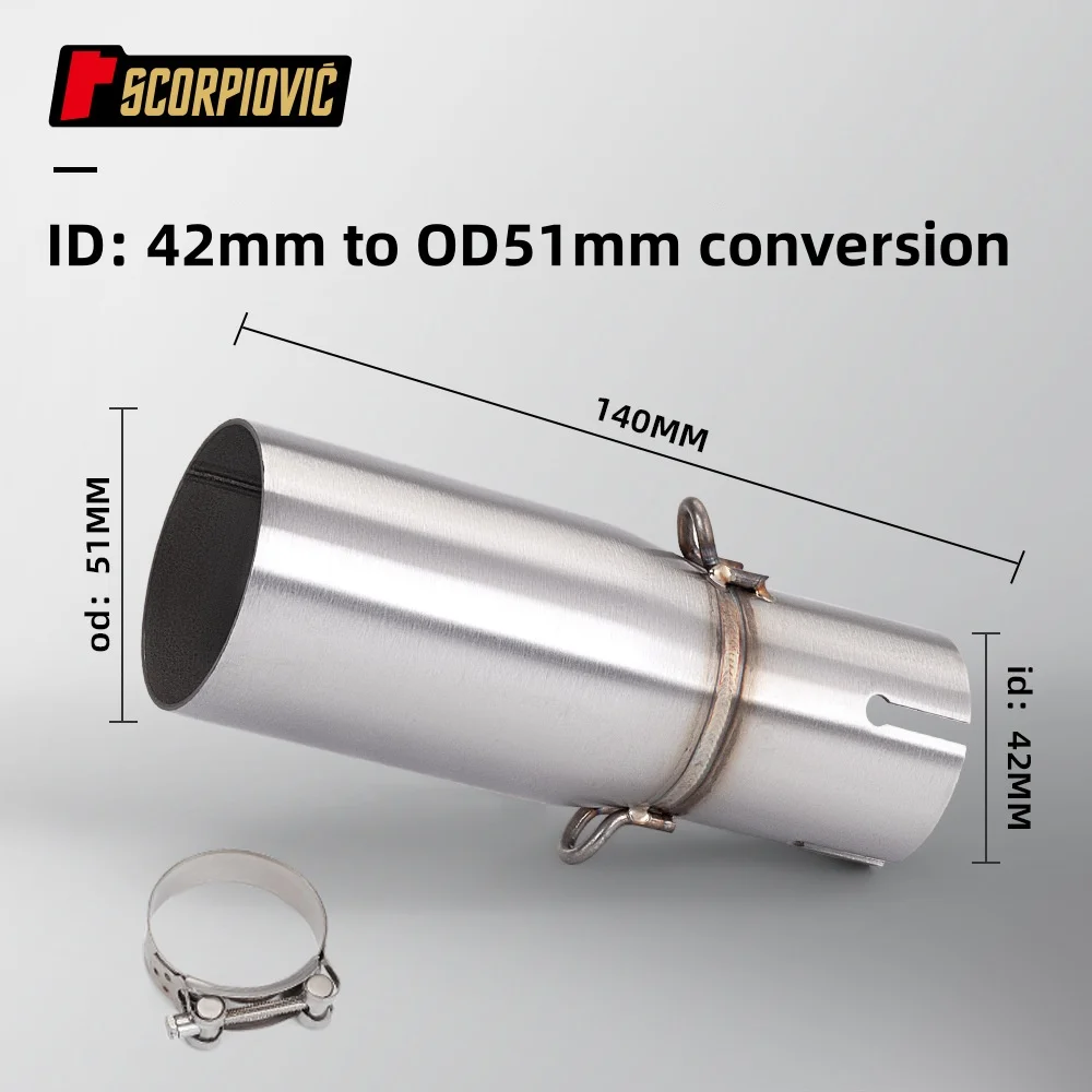 28 32 38 45mm Adapter 51mm Auspuffabschnitt Zerstörungsfreie Installation Motorrad Auspuffrohr Modifikation Auspuff Mittelteil