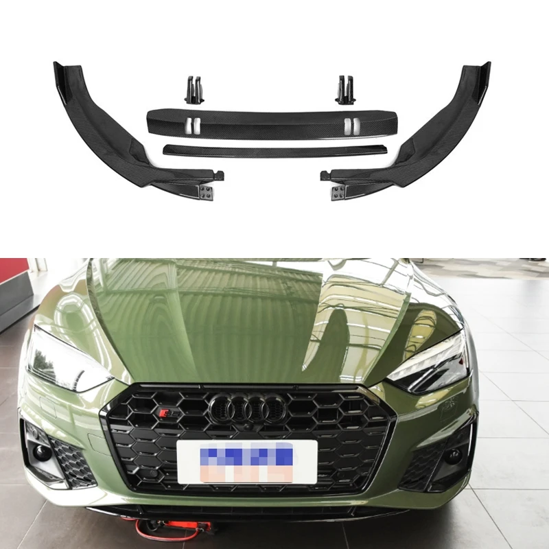 Carbon Fiber Front Bumper Lip Splitters for Audi S5 A5 Sline 20212022 2023 Carbon Fiber Front Bumper Lip Spoiler Splitters Guard