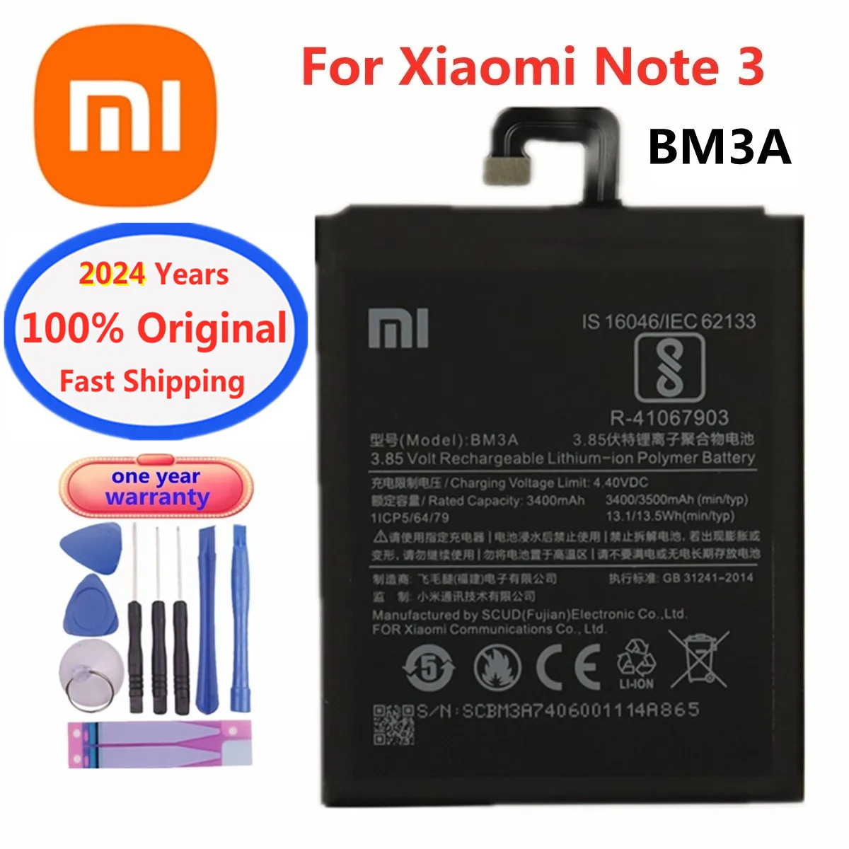 2024 Years BM3A Xiao mi Original Phone Battery 3400mAh For Xiaomi Mi Note 3 Note3 High Quality Replacement Battery Batteries