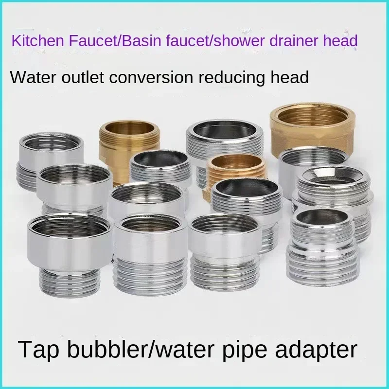 Acoplador de grifo de agua plateado de latón 1/2 a M16 M18 M20 M22 M24 M28, accesorios de conector de rosca para burbujeador de cocina y baño