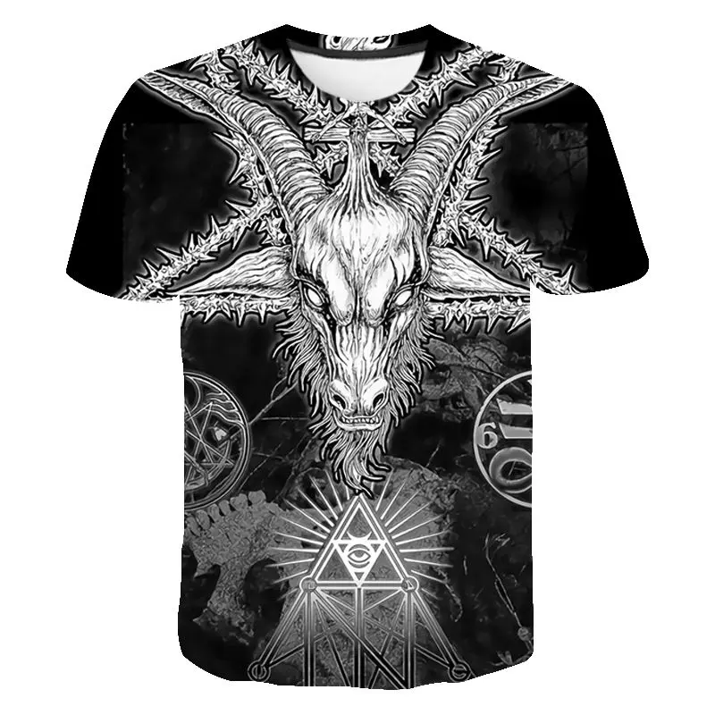 2023 New Summer Fashion Satan Pattern T-shirt Men Women Children 3D Printed Casual Short Sleeve Boy Girl Kids Cartoon Tops