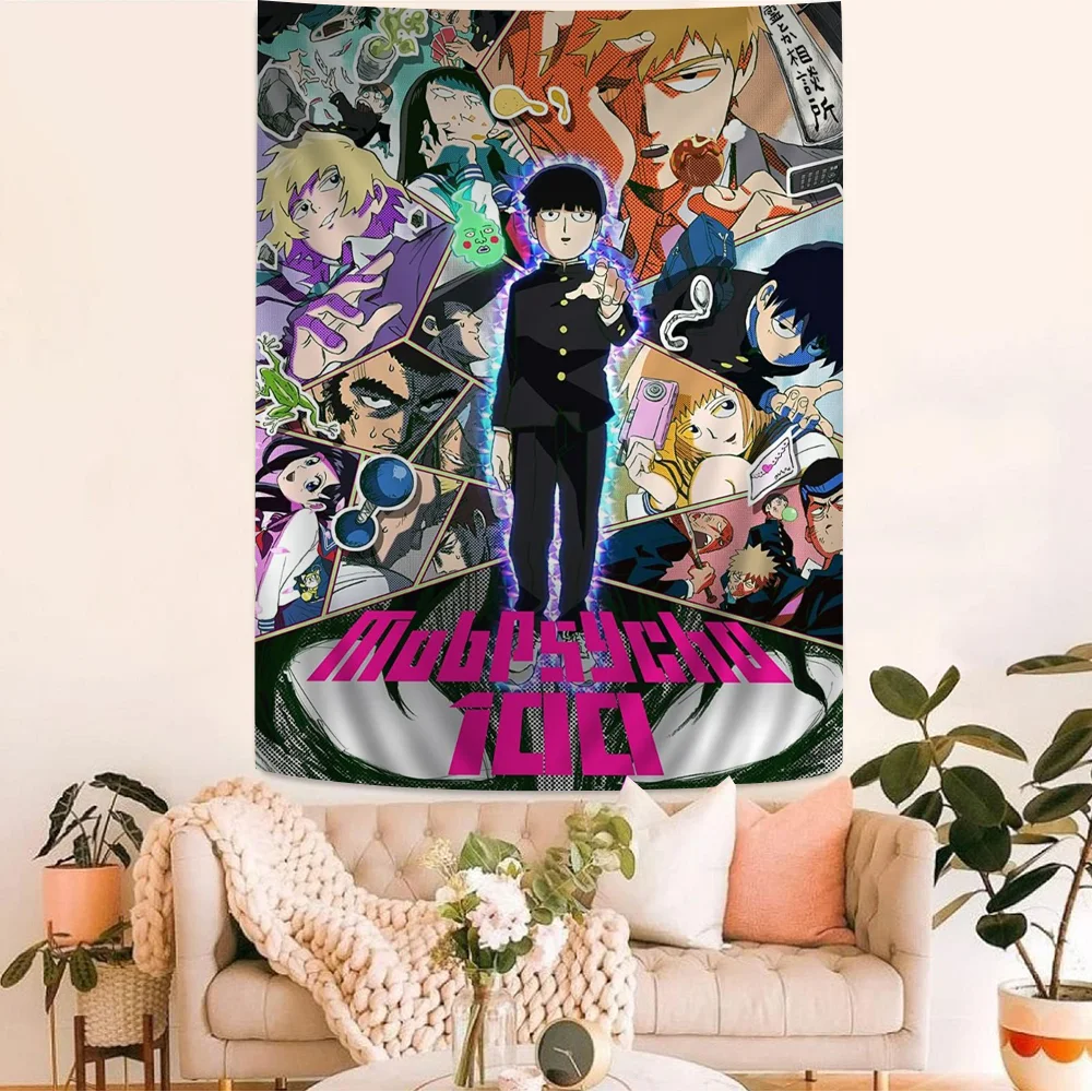 Zdjęcie 7: M-Mob P-Psycho 100 Anime Anime Tapestry Hippie Flower Wall Carpets Dorm Decor Cheap Hippie Wall Hanging