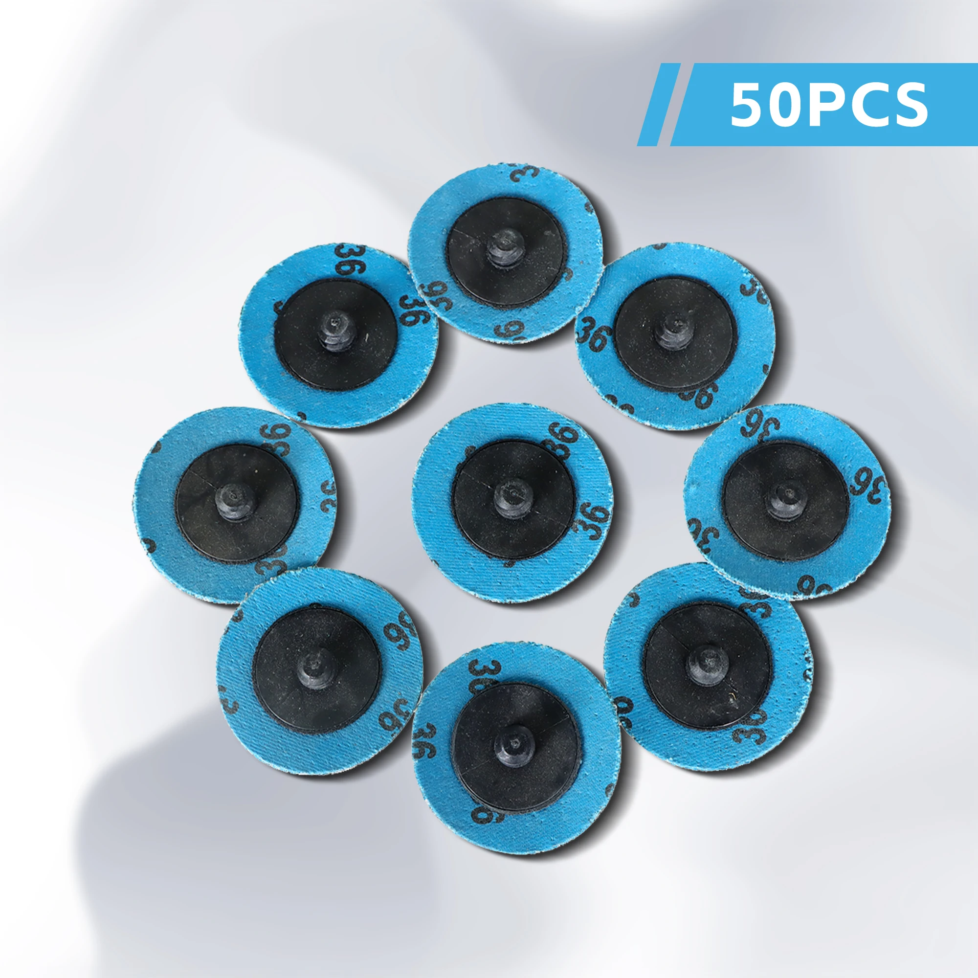 50Pcs 2 Inch 36 Grit Zirconia Alumina Roll Lock Sanding Grinding Discs for Die Grinder Surface Burr Rust Paint Polish