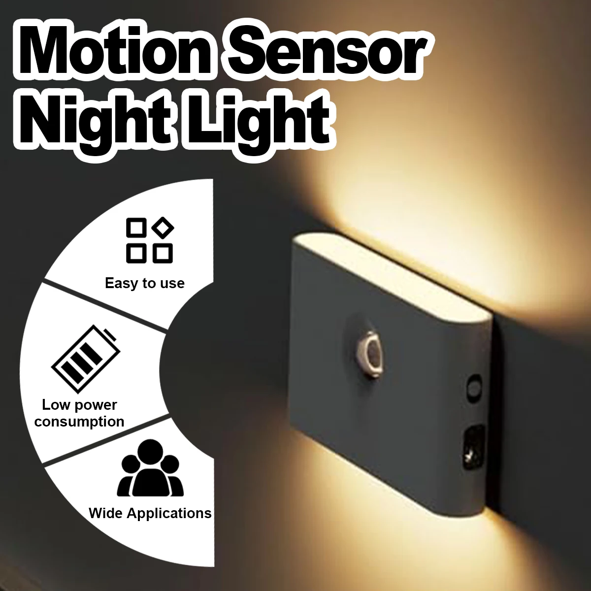 

Motion Sensor Led Night Light Wireless Magnetic 2700k 0.2w Type-c Charging Abs 300amh Wall Smart Bedroom Lights Corridor Bedside