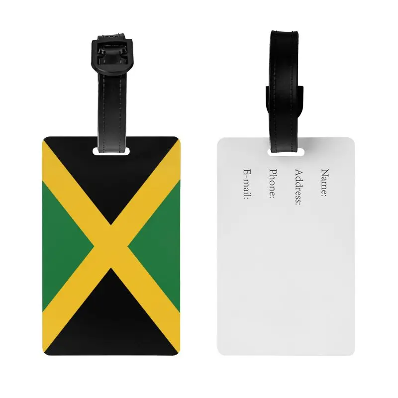 Jamaica Flag Print Luggage Tag with Name Card Privacy Cover ID Label for Travel Bag Suitcase Baggage Boarding Tag