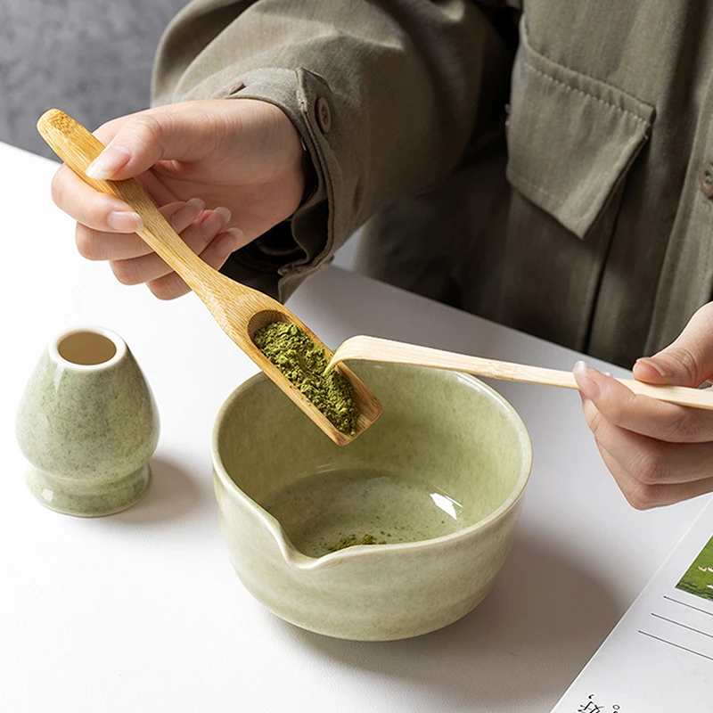 5/6Pcs Japanese Matcha Tea Set - Bamboo Whisk Sieve Teaspoon, Ceramic Bowl Tea-Making Tools for Tea Lovers Home Brewing