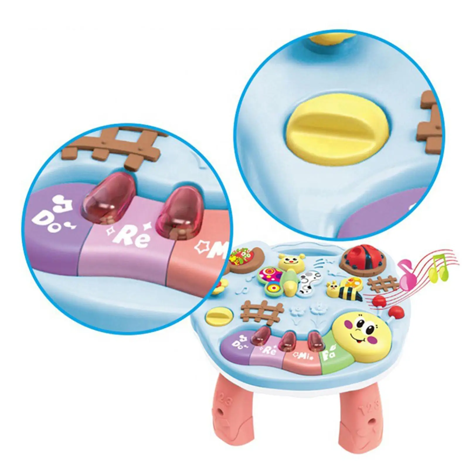 Activity Table Center Toys Portable Montessori Toy Musical Learning Table with Lights Sound for 1 2 3 4 Year Baby Toddler Infant