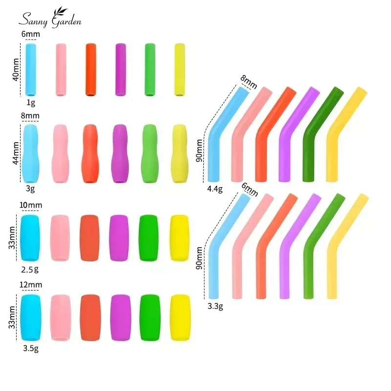 6pc Straw Tip Cover Straw Silicone Tip Straw Cap Protective Cover Anti-scratch Tongue Anti-scalding Suction Tip 6mm 8mm 12mm