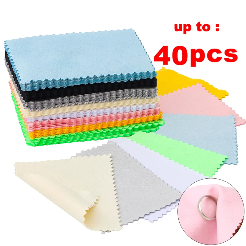 

40pcs Silver Polish Polishing Cloth Jewelry Cleaning Anti Tarnish Reusable Small Soft Wiping Cloth Keep Jewelry Shining Tools