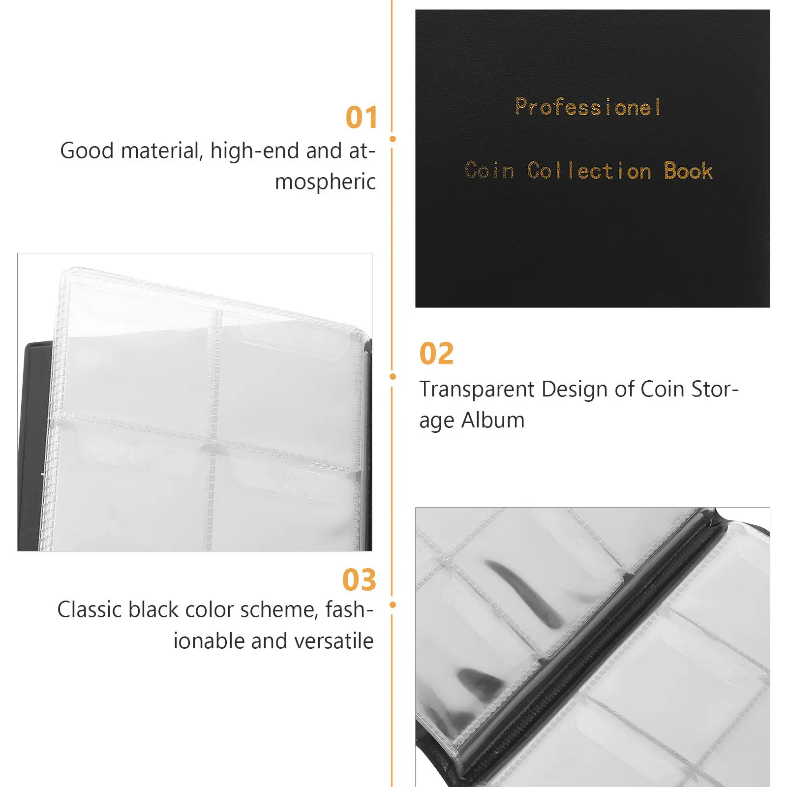 Versatile Coin Collector Book with Clear Inner Pages Sturdy PU Cover Lightweight Compact Design for Travel Home Or Display Use