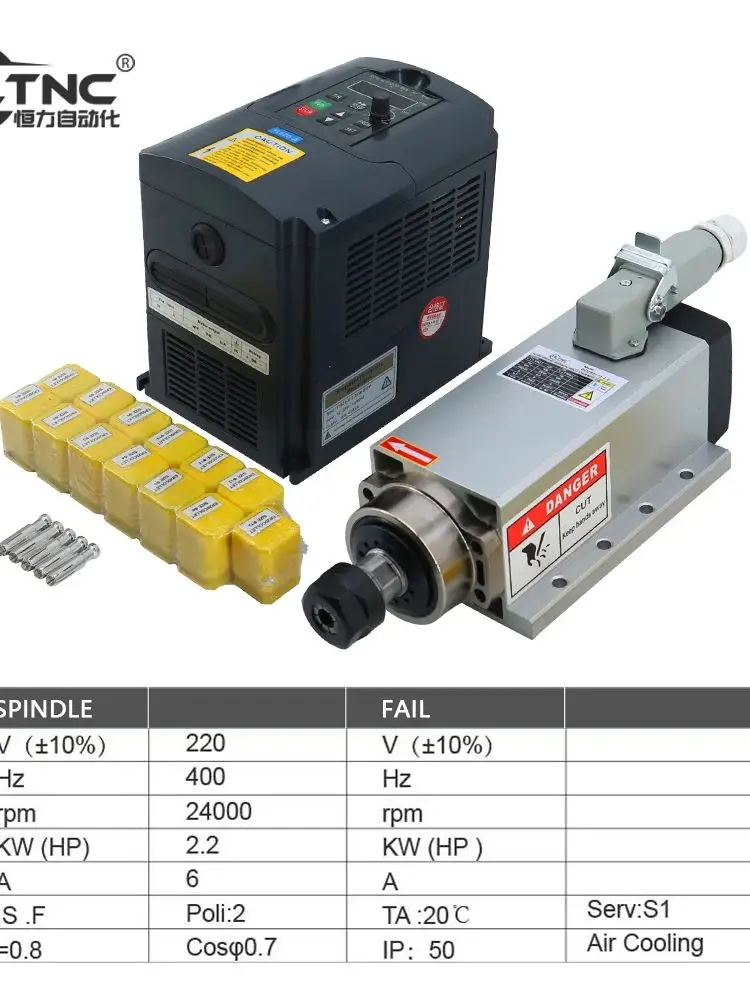 Heißer Verkauf 2,2 KW CNC Spindel Motor 220 v ER20 Spindel 0,9 Nm 24000 RPM + 2200 watt VFD 50/60 hz + 13 stücke ER20 Spannzange