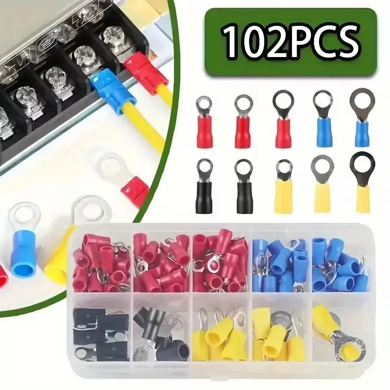 102/280Pcs Wire Connector Kit Male Female Insulated Terminals Cold Crimp Terminals Assorted Crimp Terminals Spade
