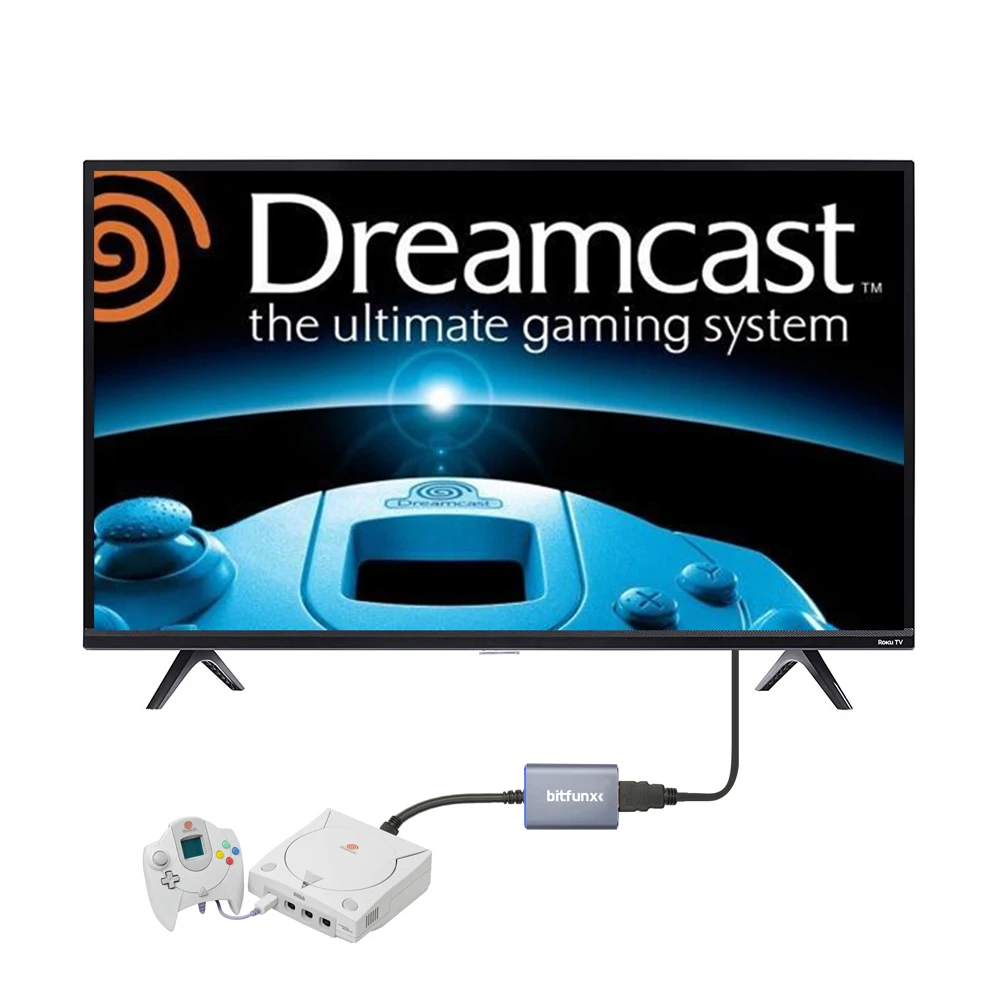 Цифровой HDMI-адаптер Bitfunx для игровых консолей SEGA Dreamcast поддерживает все режимы отображения Dreamcast NTSC 480i/480p PAL 576i