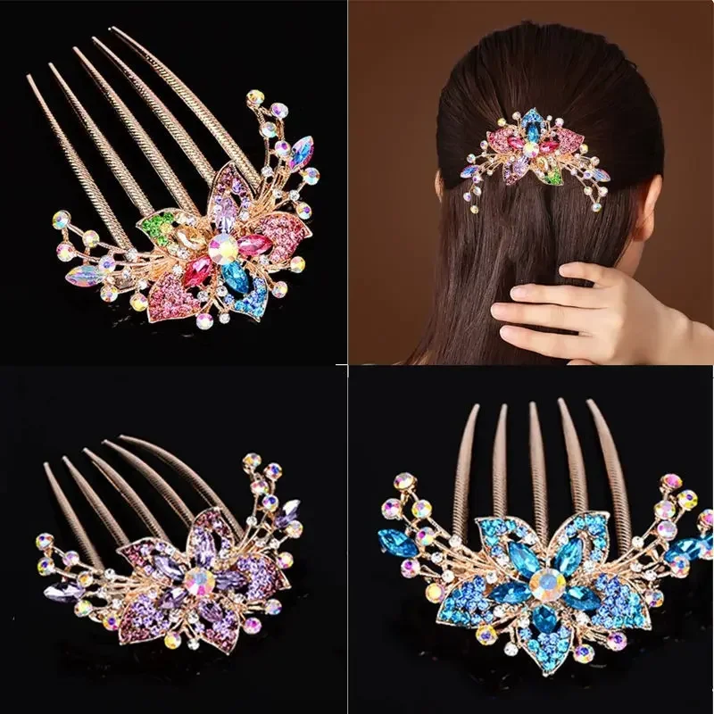 Women Bridal Rhinestone Hair Combs Clips Wedding Hair Accessories Pin Bride Barrette Hair Tiara Jewelry Accessories