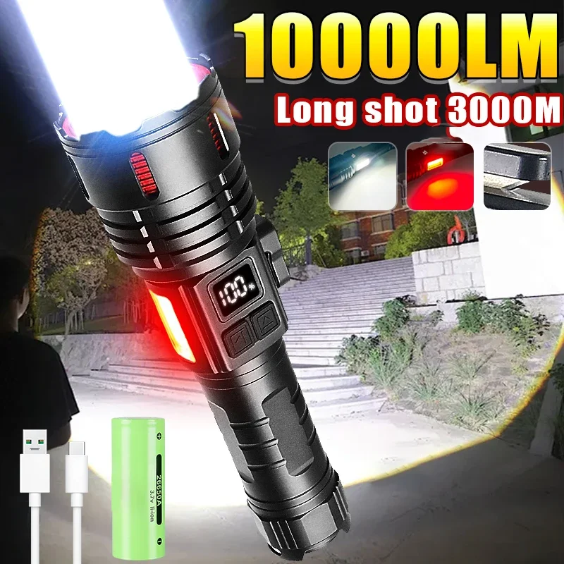 Super 800W High Power Rechargeable Led Flashlight Lighting 3000M Ultra Powerful Flashlights Magnetic Tactical Torch Hand Lantern