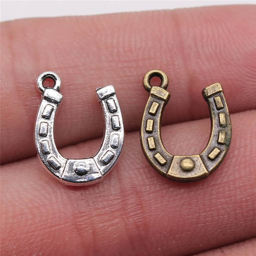 WYSIWYG 20pcs 15x12mm Horse Shoe Pendants Horseshoe Charm Pendants 2 Colors Horseshoe Pendants