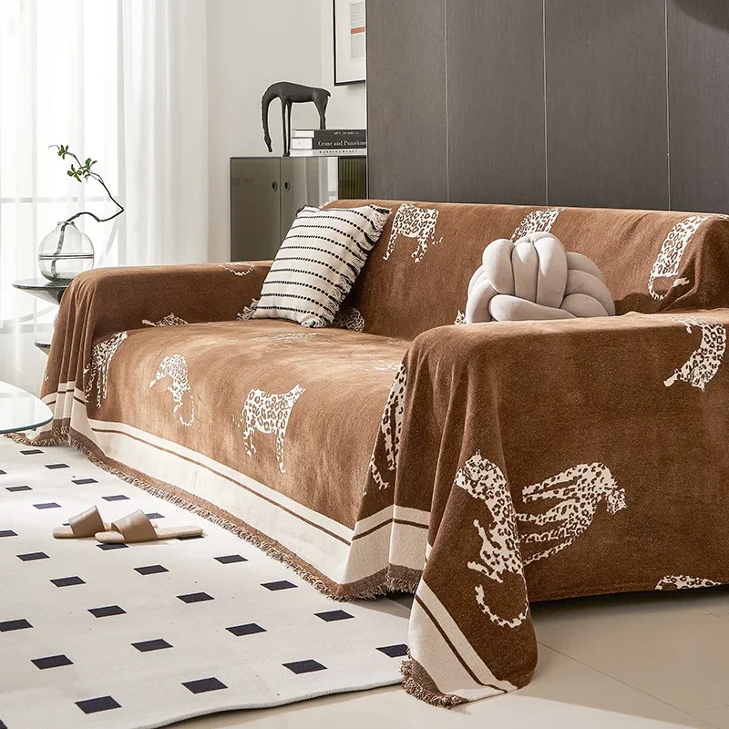 French Style Sofa Towel Anti-slip Stain Resistant Reversible All-inclusive Sofa Cover Chenille Blanket Home Textile