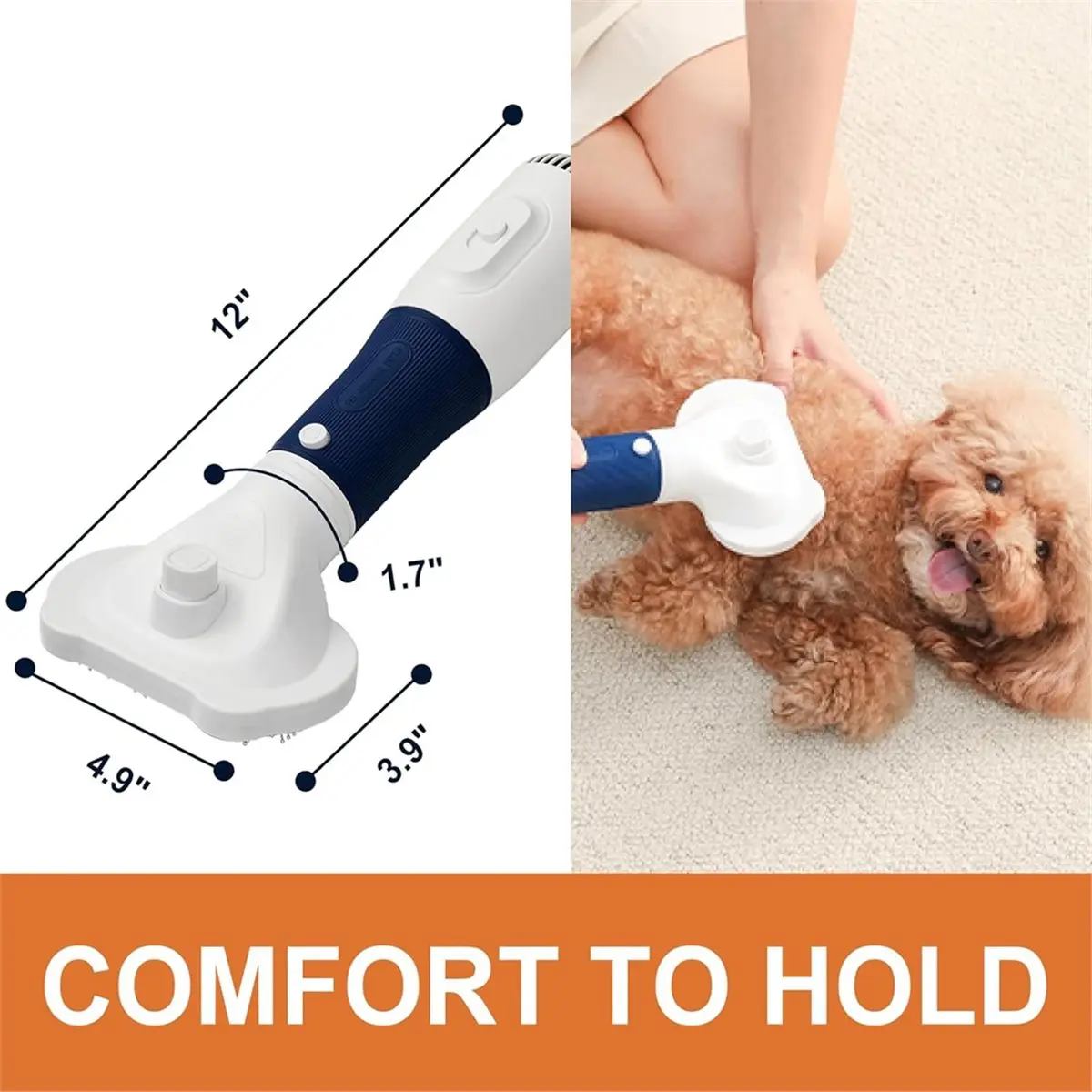 (AD11] Professional Pet Grooming Dryer Dog Blow Dryer with Brush, Adjustable Temp, Quiet & Portable US Plug