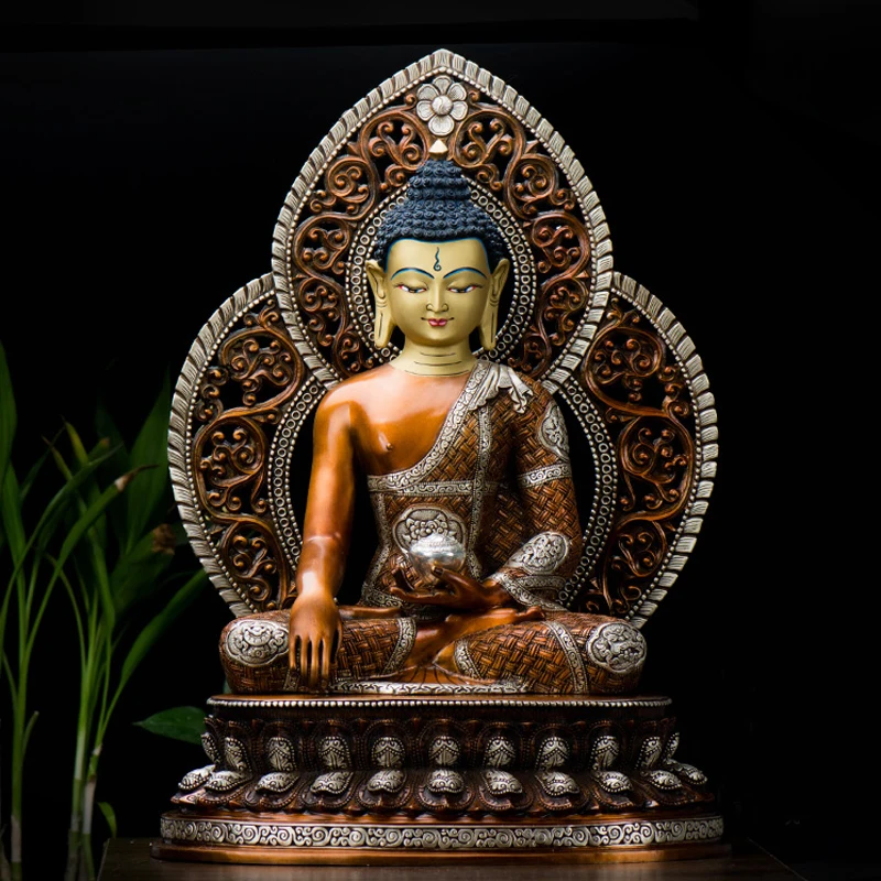 

50CM large huge TOP High grade GOOD Buddha HOME family silvering Effective protection Nepal Sakyamuni Amitabha Buddha statue