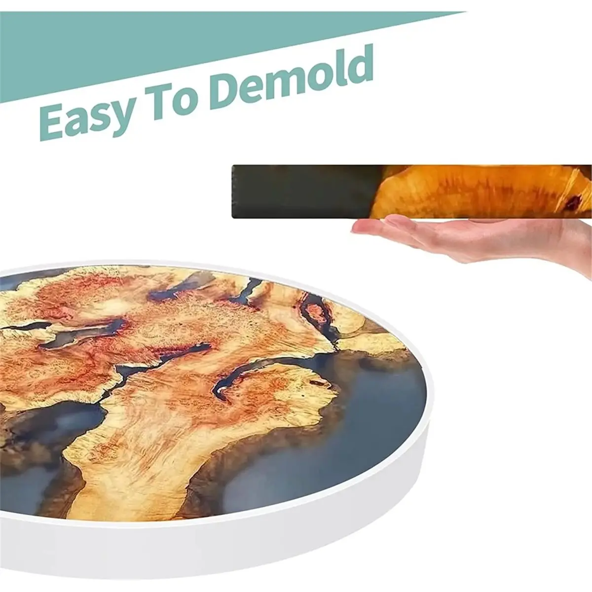 Resin Table Mold 35cm Round Silicone Epoxy Resin Molds for River Table, DIY Crafts,Cutting Board, Desktop Decoration