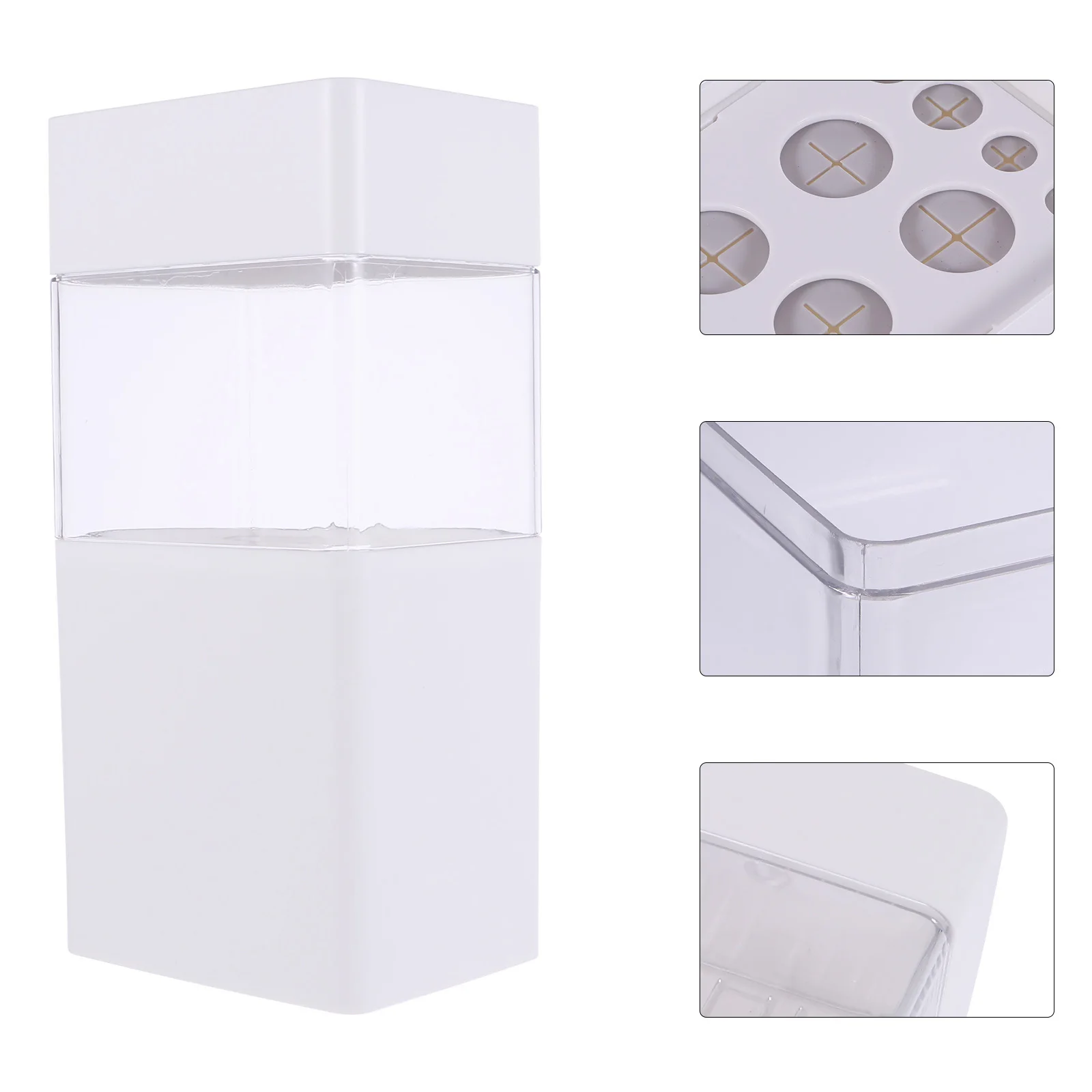 Boîte de rangement pour pinceaux de maquillage, 1 pièce, organisateur en plastique, support à couvercle coulissant pour vanité, conteneur de rangement pour crayons à sourcils de bureau
